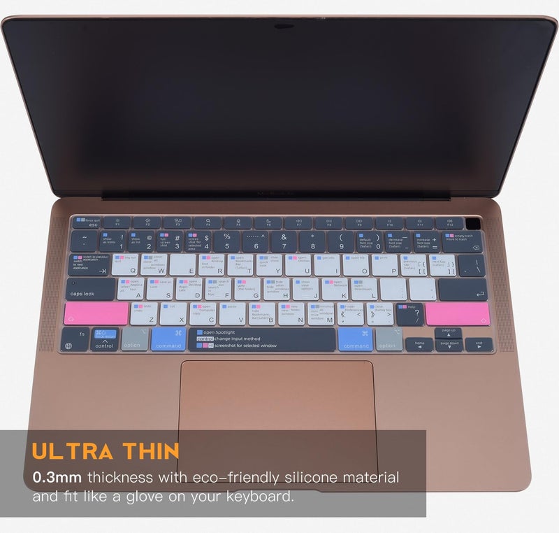 CaseBuy MacBook Air M1 Keyboard Cover Shortcuts for MacBook Air 13 inch 2021 2020 Model A2179 A2337 M1 with MAC OS Shortcut Hot Keys(Not Fit 2022-2025 Air M2 M3 M4 A2681 A3113 A3240) - Image 4